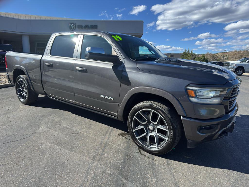 Gray (Granite Crystal Metallic Clearcoat) 2019 RAM 1500 Laramie Crew Cab 4WD Pickup Truck Four-Wheel Drive 8-Speed Automatic
