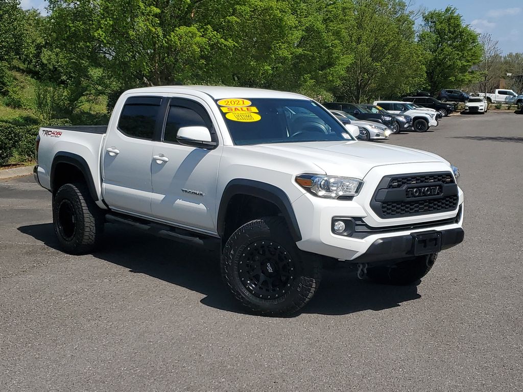 SUPER WHITE 2021 Toyota Tacoma TRD Off Road Double Cab 4WD Pickup Truck Four-Wheel Drive 6-Speed Automatic
