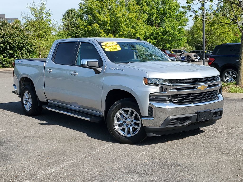 Silver Ice Metallic 2020 Chevrolet Silverado 1500 LT Crew Cab 4WD Pickup Truck Four-Wheel Drive 8-Speed Automatic