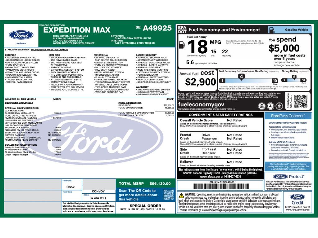 Used Car 2025 Ford Expedition Max  Platinum For Sale Under $90,000 In Guymon, Oklahoma