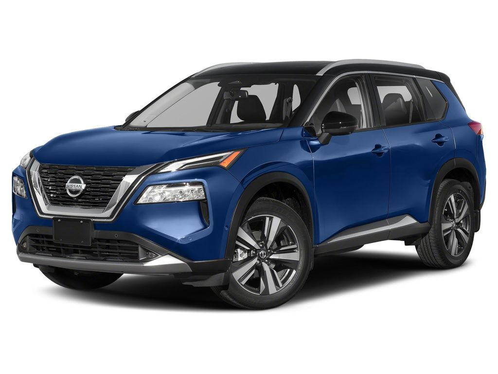 Caspian Blue Metallic/Super Black 2023 Nissan Rogue Platinum AWD SUV / Crossover All-Wheel Drive Continuously Variable Transmission