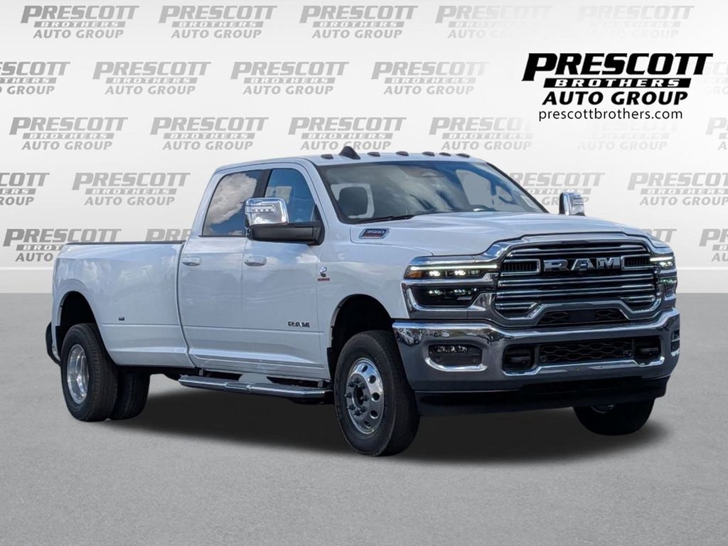 Bright White Clearcoat 2026 RAM 3500 Laramie Crew Cab LB DRW 4WD Pickup Truck Four-Wheel Drive 8-Speed Automatic