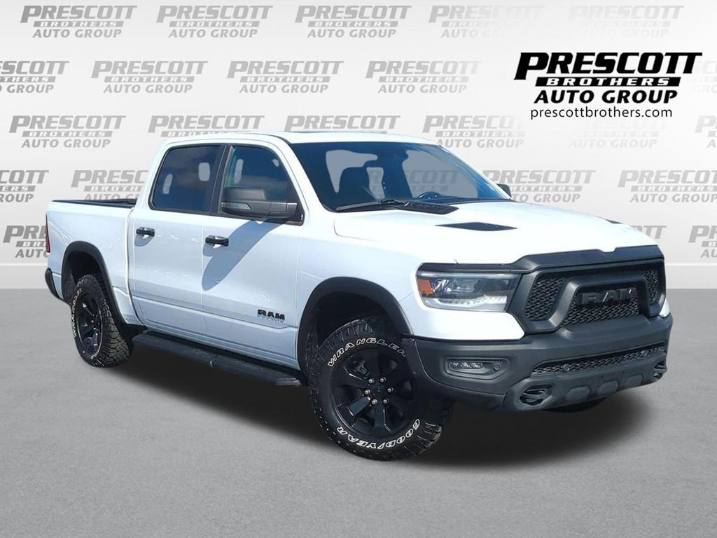 Bright White 2023 RAM 1500 Rebel Crew Cab 4WD Pickup Truck Four-Wheel Drive 8-Speed Automatic