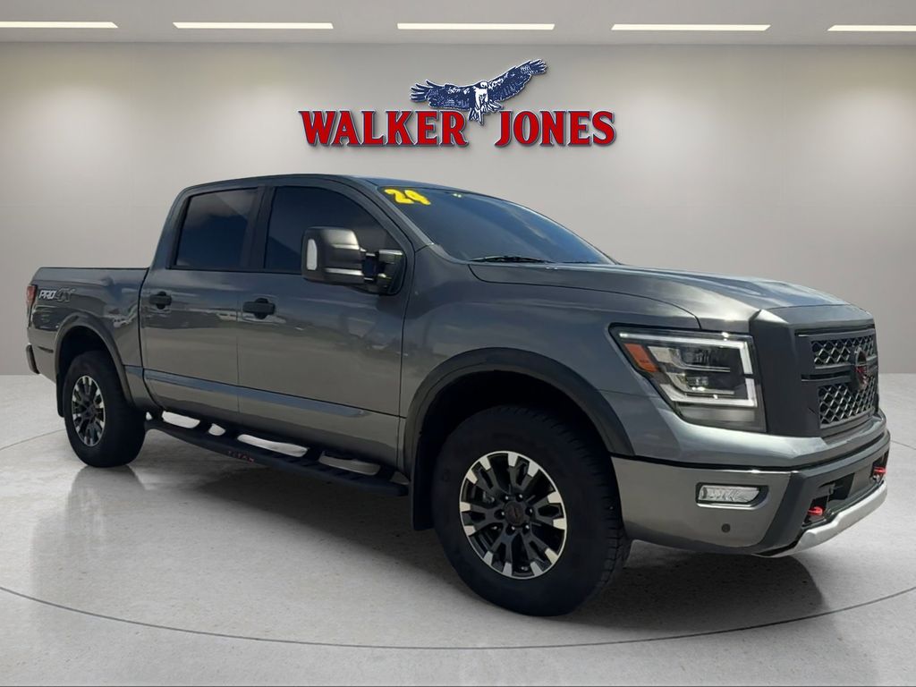 Gray (Gun Metallic) 2024 Nissan Titan PRO-4X Crew Cab 4WD Pickup Truck Four-Wheel Drive Automatic