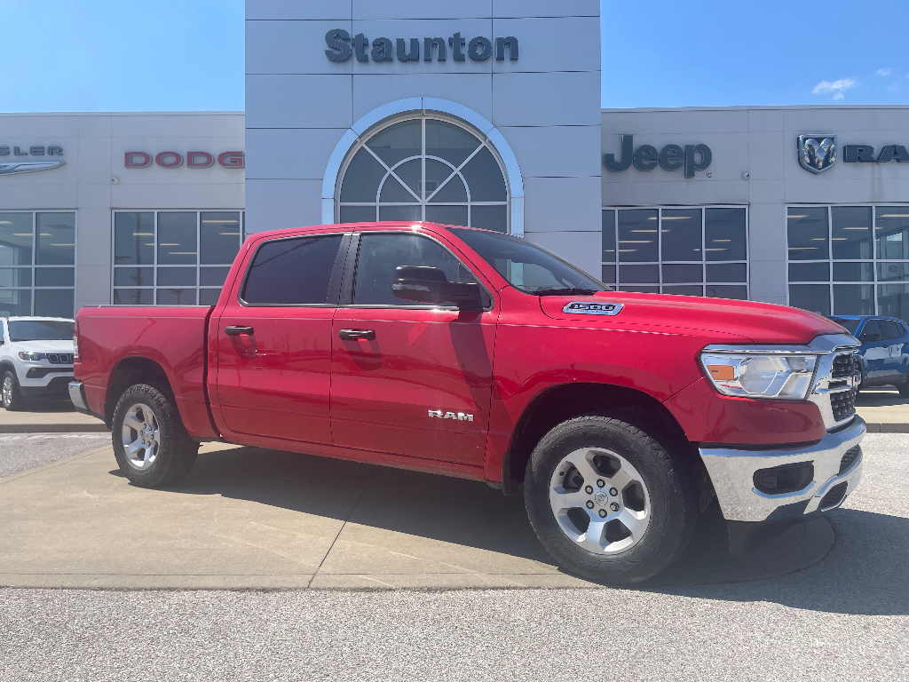 Flame Red Clearcoat 2023 RAM 1500 Big Horn Crew Cab 4WD Pickup Truck Four-Wheel Drive 8-Speed Automatic