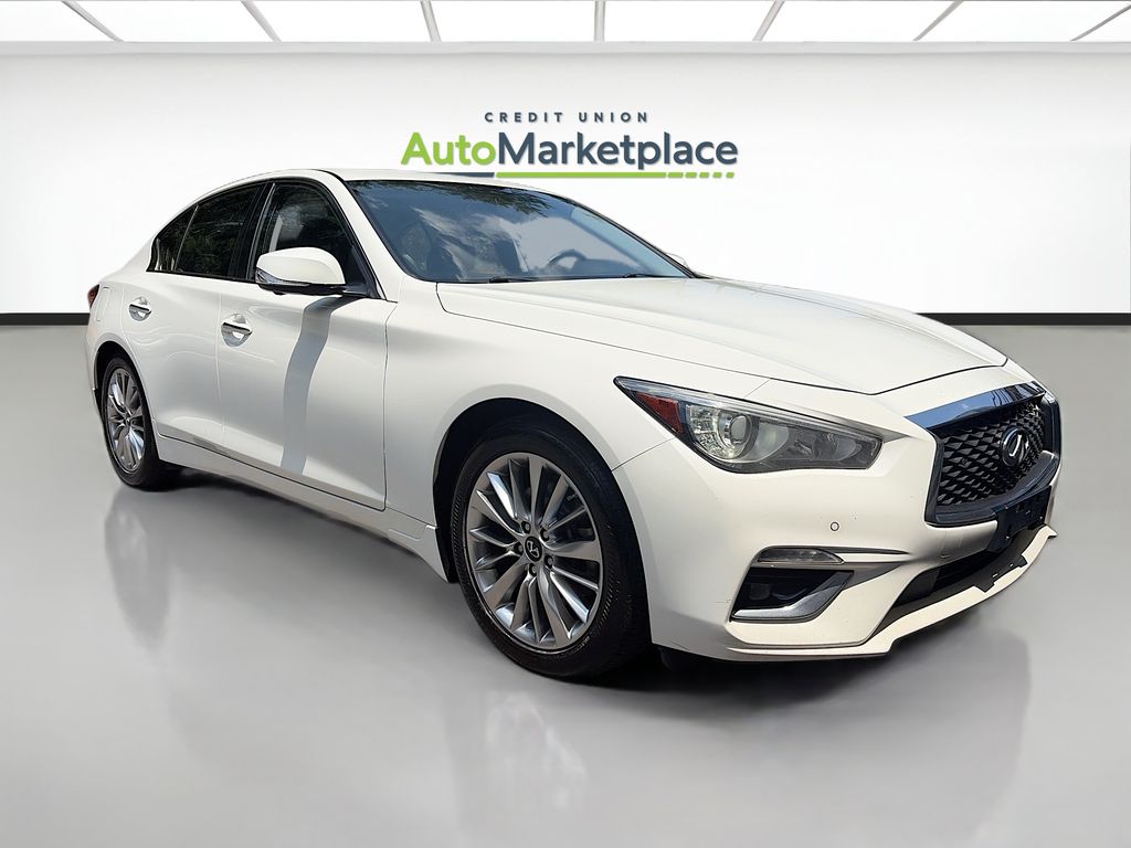 Pure White 2021 INFINITI Q50 Sedan All-Wheel Drive 7-Speed Automatic