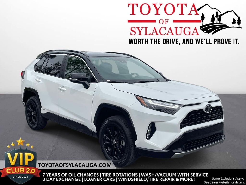 Wind Chill Pearl/Midnight Black Metallic 2025 Toyota RAV4 Hybrid XSE AWD SUV / Crossover All-Wheel Drive Continuously Variable Transmission