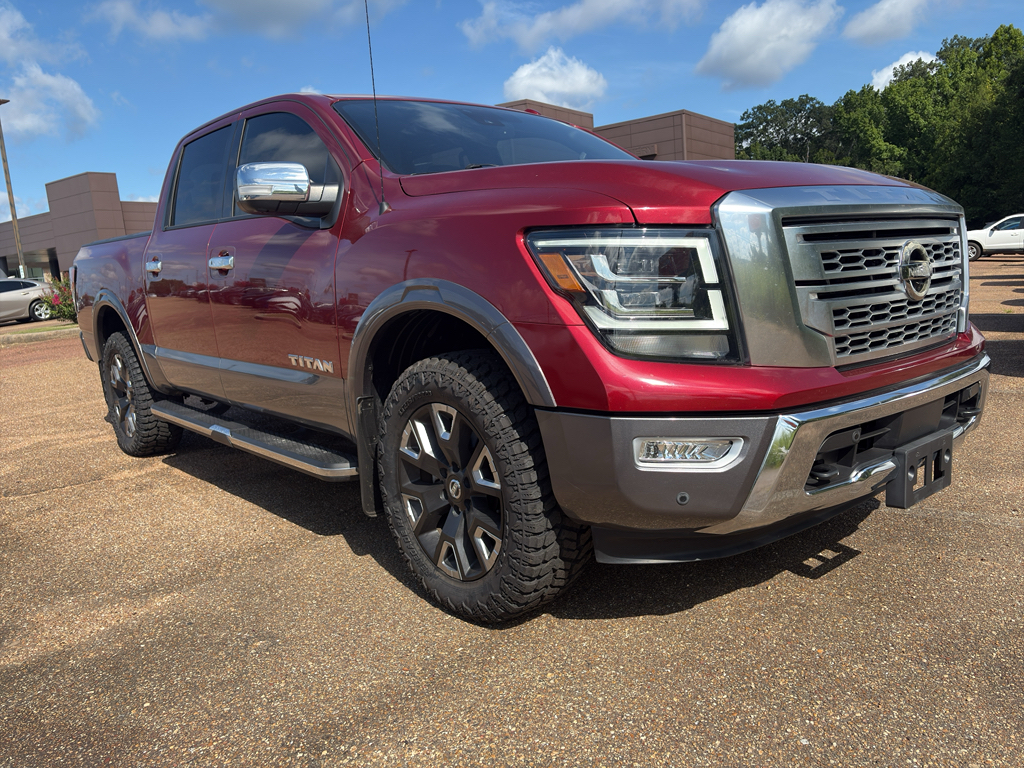 Cardinal Red Metallic 2021 Nissan Titan Pickup Truck Four-Wheel Drive 9-Speed Automatic