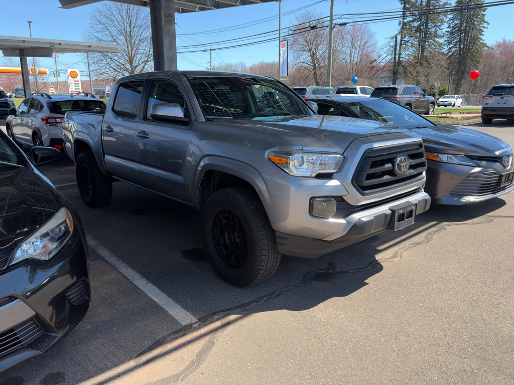 Silver Sky Metallic 2021 Toyota Tacoma SR V6 Double Cab 4WD Pickup Truck Four-Wheel Drive 6-Speed Automatic