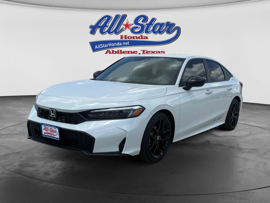 Platinum White Pearl 2026 Honda Civic Sport FWD Sedan Front-Wheel Drive Continuously Variable Transmission