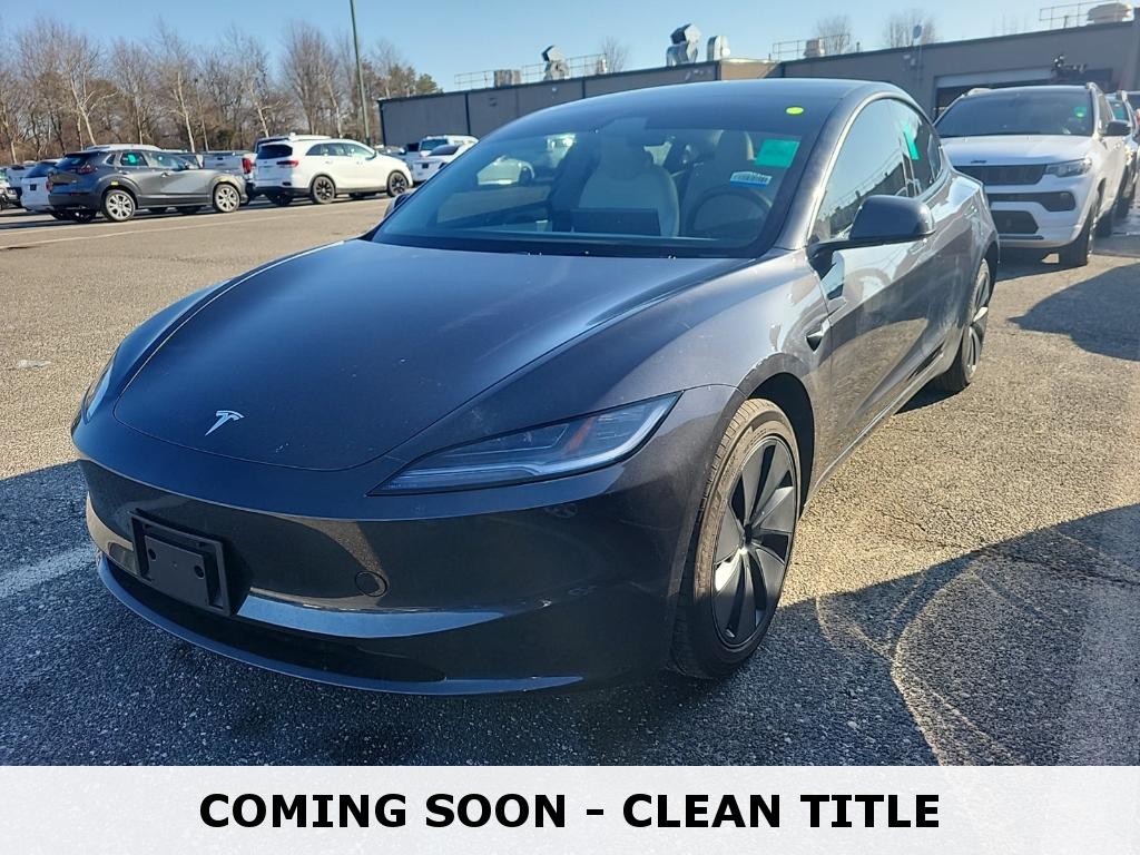 Gray (Stealth Grey) 2025 Tesla Model 3 Long Range RWD Sedan Rear-Wheel Drive Automatic