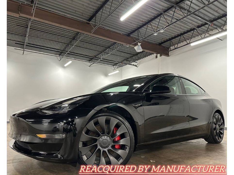 Solid Black 2022 Tesla Model 3 Performance AWD Sedan All-Wheel Drive Automatic