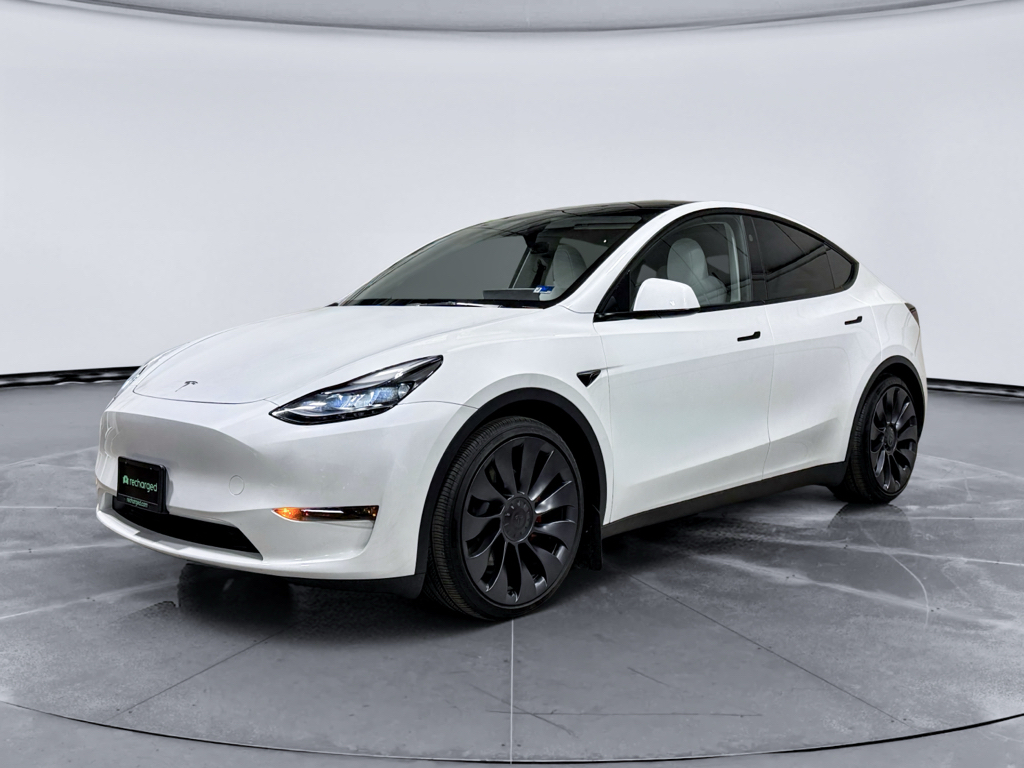 Pearl White Multi-Coat 2025 Tesla Model Y SUV / Crossover All-Wheel Drive Automatic