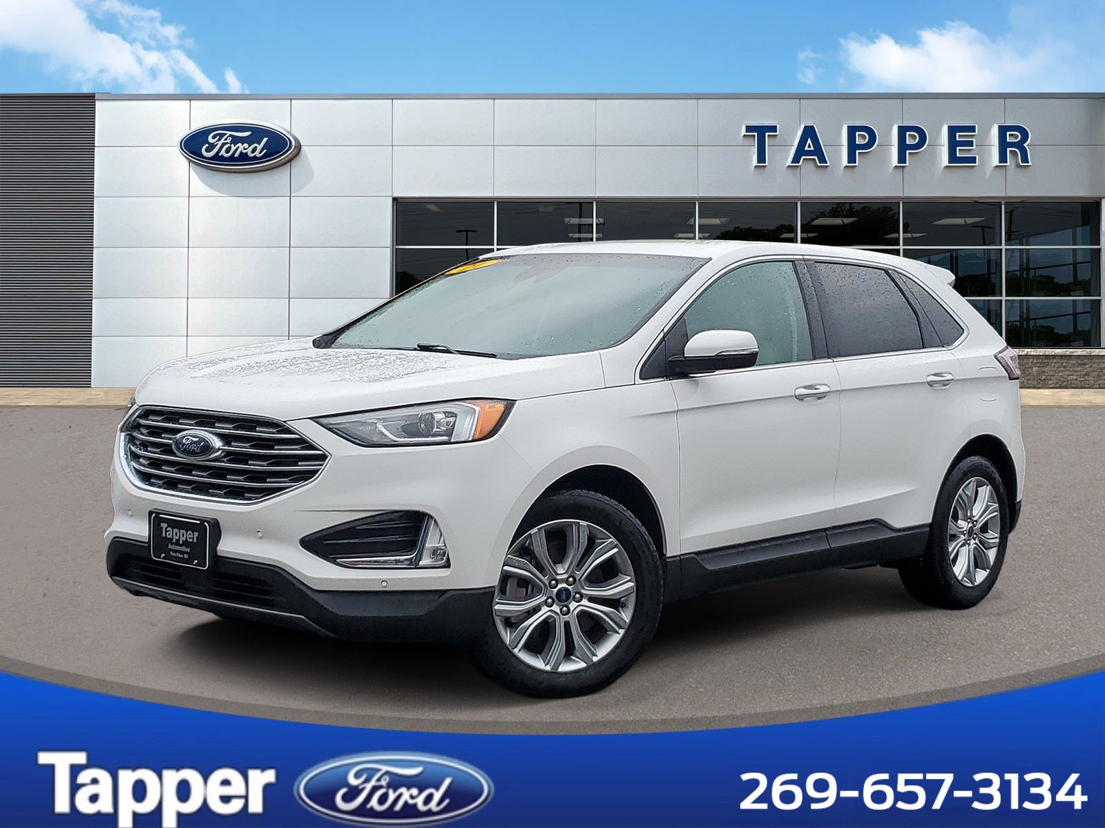 Star White Metallic Tri-Coat 2021 Ford Edge SUV / Crossover All-Wheel Drive 8-Speed Automatic