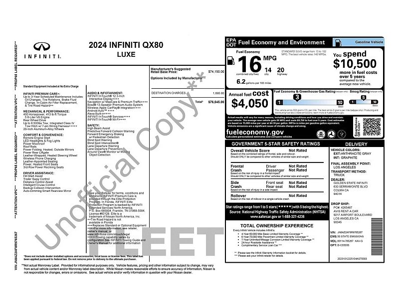 2024 INFINITI QX80 Luxe RWD