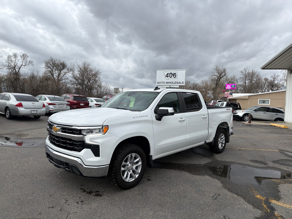 White 2023 Chevrolet Silverado 1500 LT Crew Cab 4WD Pickup Truck Four-Wheel Drive Automatic