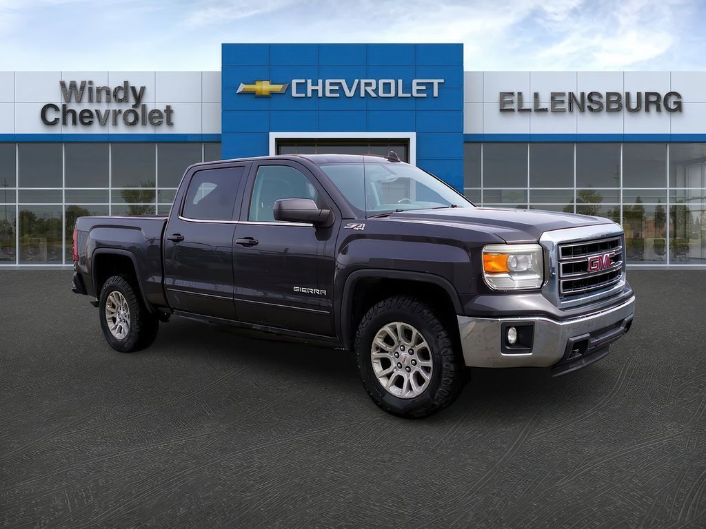 Light Steel Gray Metallic 2015 GMC Sierra 1500 SLE Crew Cab 4WD Pickup Truck Four-Wheel Drive 6-Speed Automatic