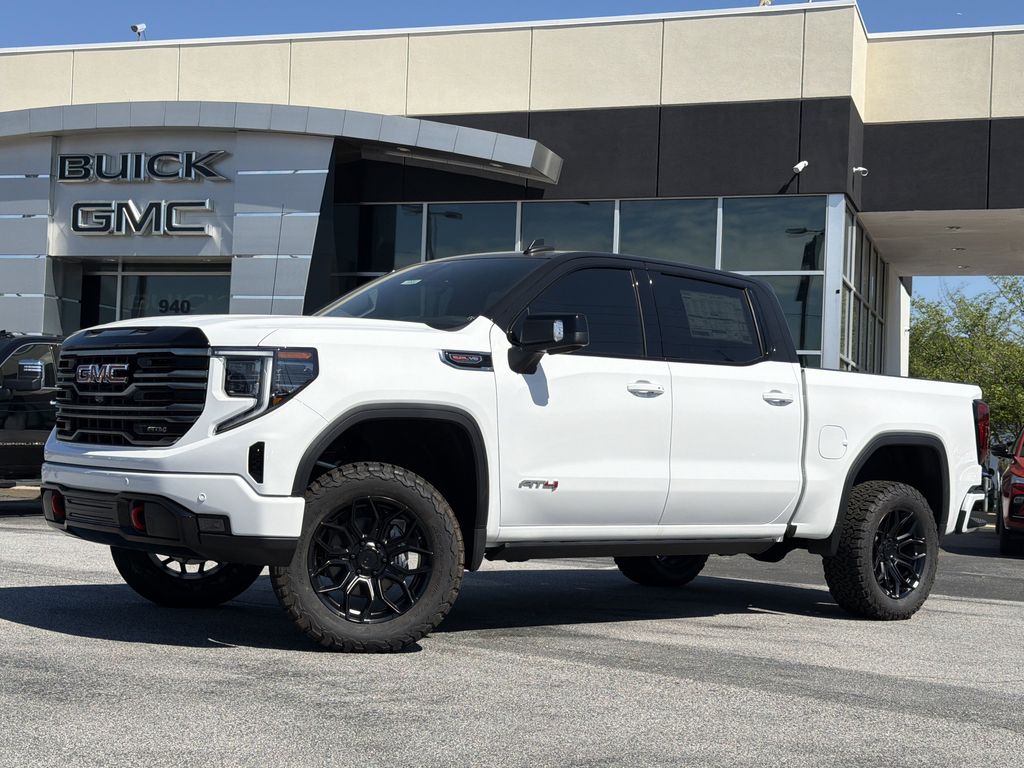 Summit White 2025 GMC Sierra 1500 AT4 Crew Cab 4WD Pickup Truck Four-Wheel Drive Automatic