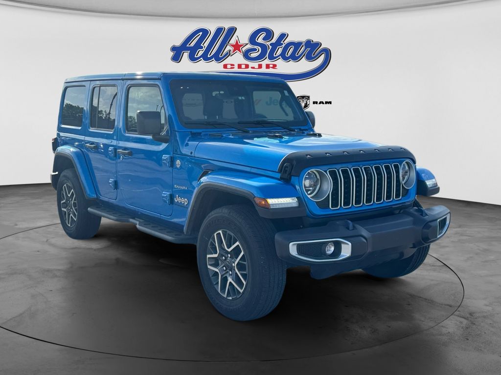 Hydro Blue Pearlcoat 2024 Jeep Wrangler Sahara 4-Door 4WD SUV / Crossover Four-Wheel Drive 8-Speed Automatic