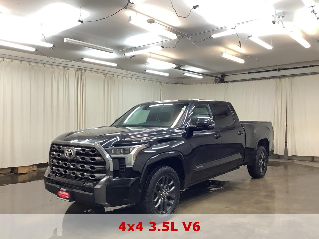 Midnight Black Metallic 2023 Toyota Tundra Platinum CrewMax Cab LB 4WD Pickup Truck Four-Wheel Drive Automatic