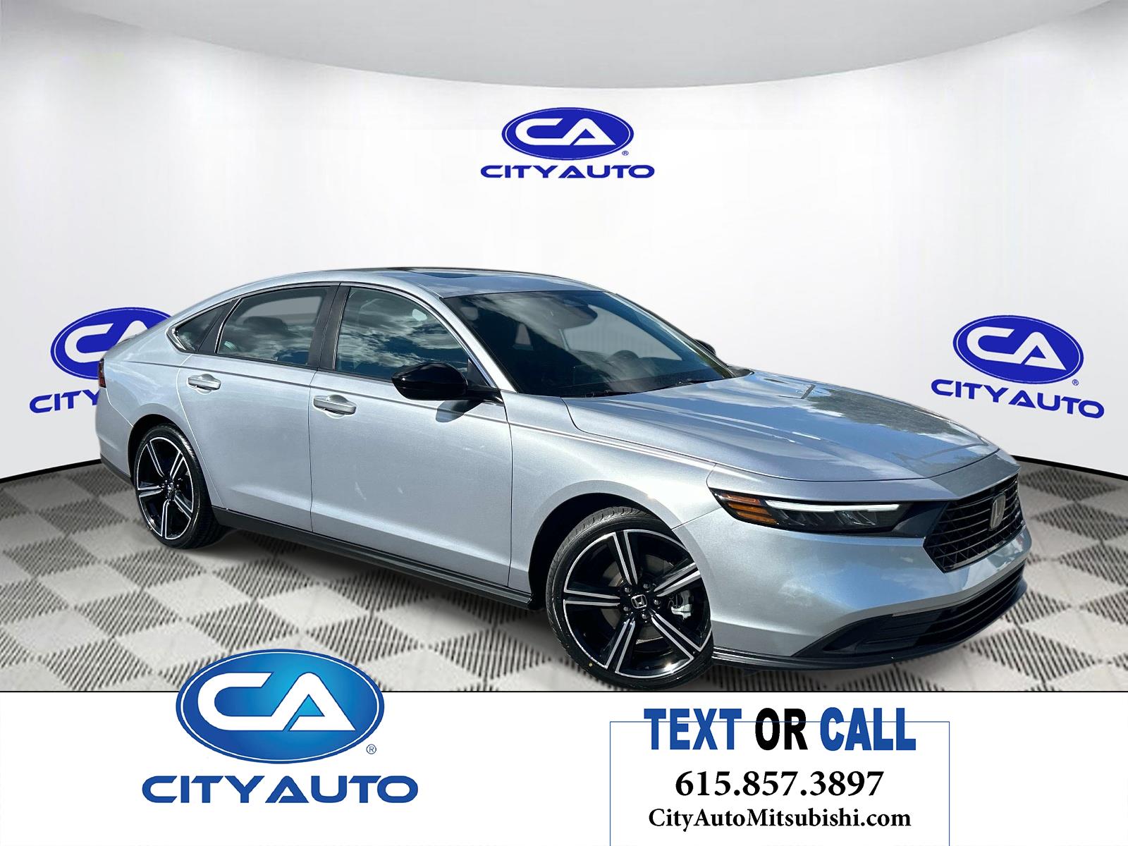 Solar Silver Metallic 2025 Honda Accord Hybrid Sedan Front-Wheel Drive Continuously Variable Transmission