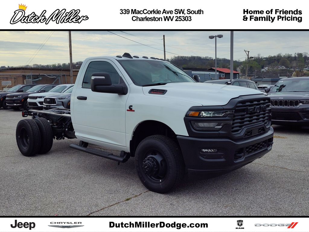 Bright White Clearcoat 2026 RAM 3500 Chassis Tradesman Regular Cab DRW 4WD Pickup Truck Four-Wheel Drive 8-Speed Automatic