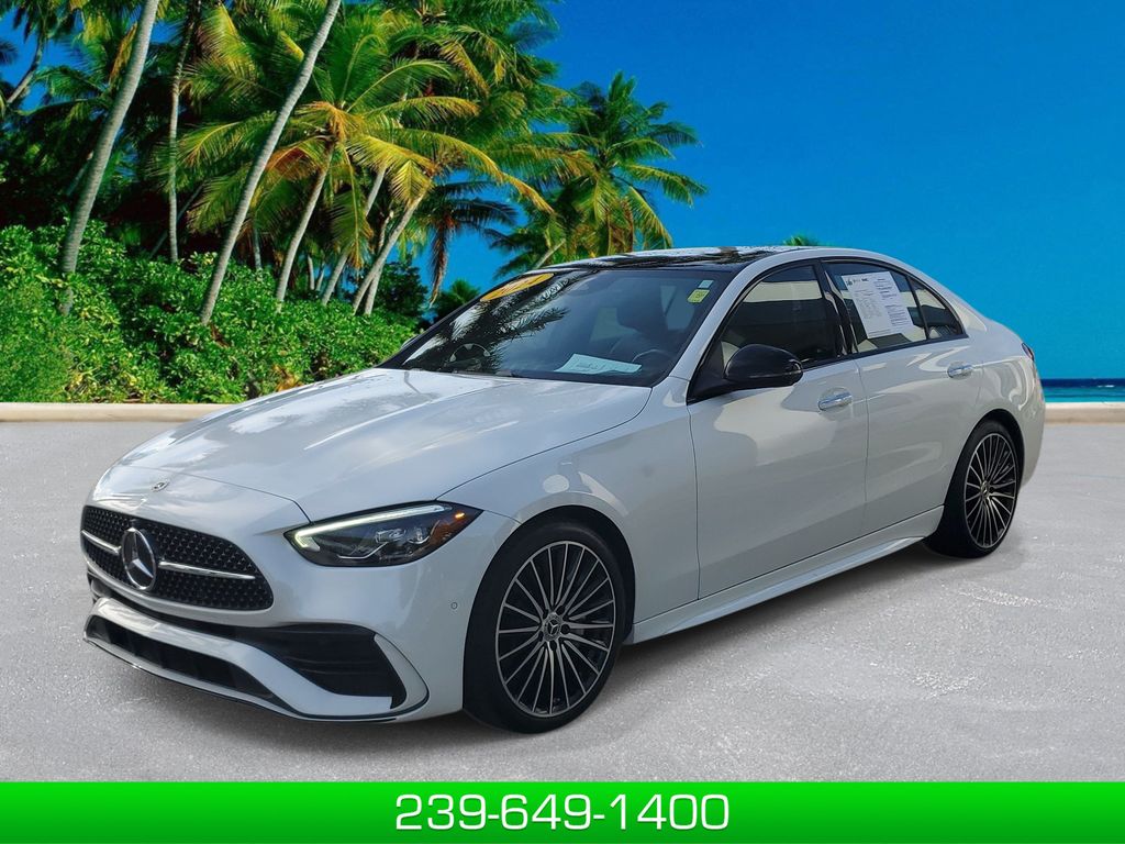 MANUFAKTUR MOONLIGHT WHITE METALLIC 2024 Mercedes-Benz C-Class Sedan Rear-Wheel Drive 9-Speed Automatic