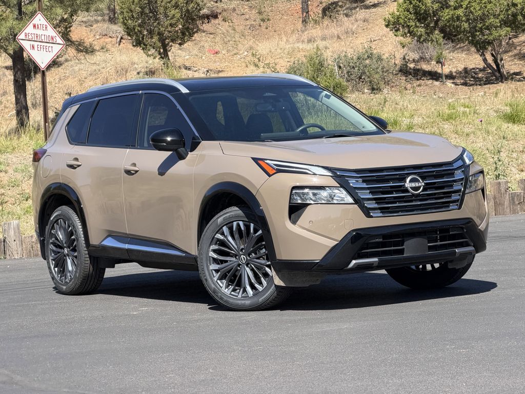 Baja Storm Metallic/Super Black 2024 Nissan Rogue Platinum AWD SUV / Crossover All-Wheel Drive Continuously Variable Transmission
