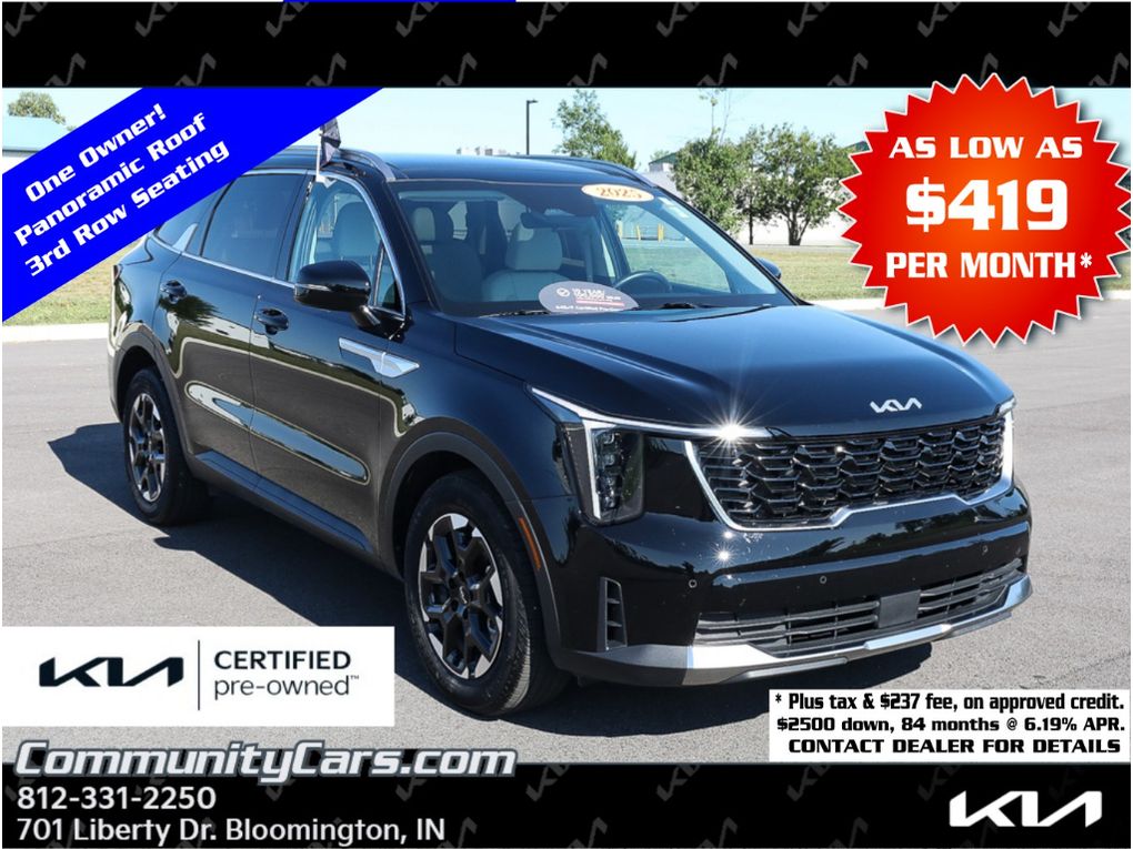 Ebony Black 2025 Kia Sorento SUV / Crossover Front-Wheel Drive 8-Speed Automatic
