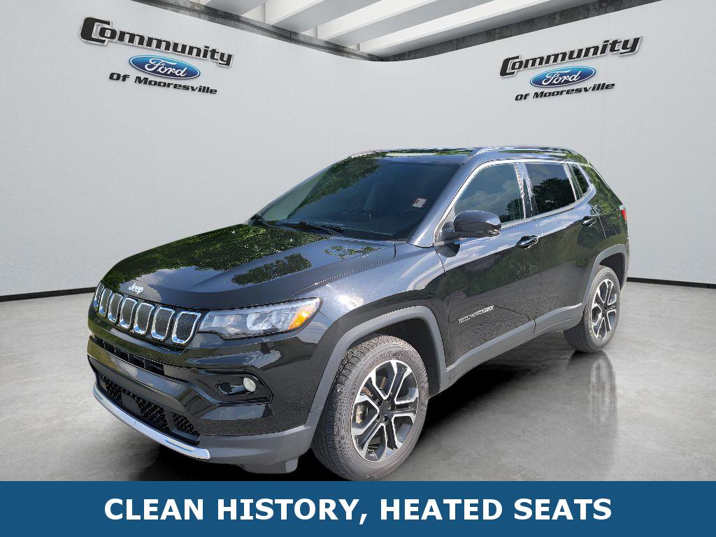 Diamond Black Crystal Pearlcoat 2022 Jeep Compass SUV / Crossover Four-Wheel Drive 9-Speed Automatic
