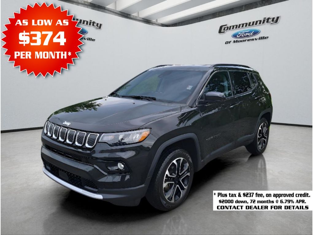 Diamond Black Crystal Pearlcoat 2022 Jeep Compass Limited 4WD SUV / Crossover Four-Wheel Drive 9-Speed Automatic