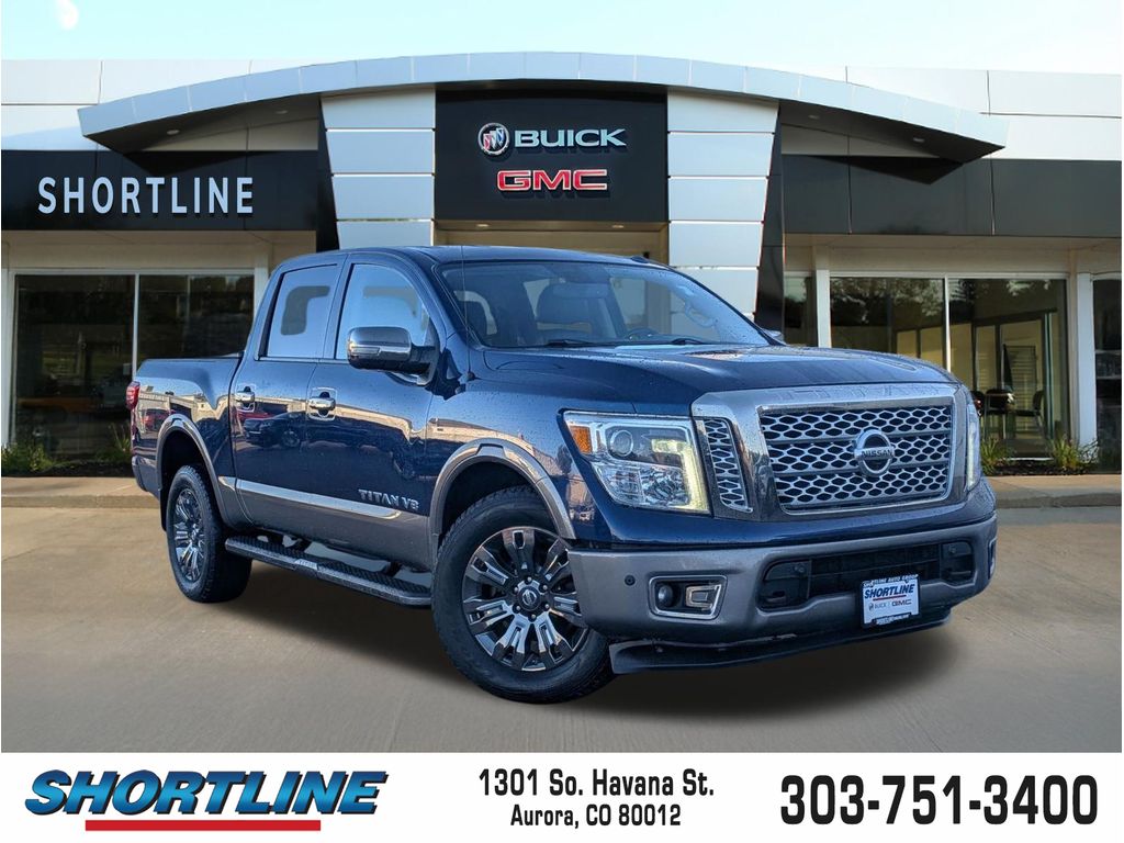 Deep Blue Pearl 2018 Nissan Titan Platinum Reserve Crew Cab 4WD Pickup Truck Four-Wheel Drive 7-Speed Automatic