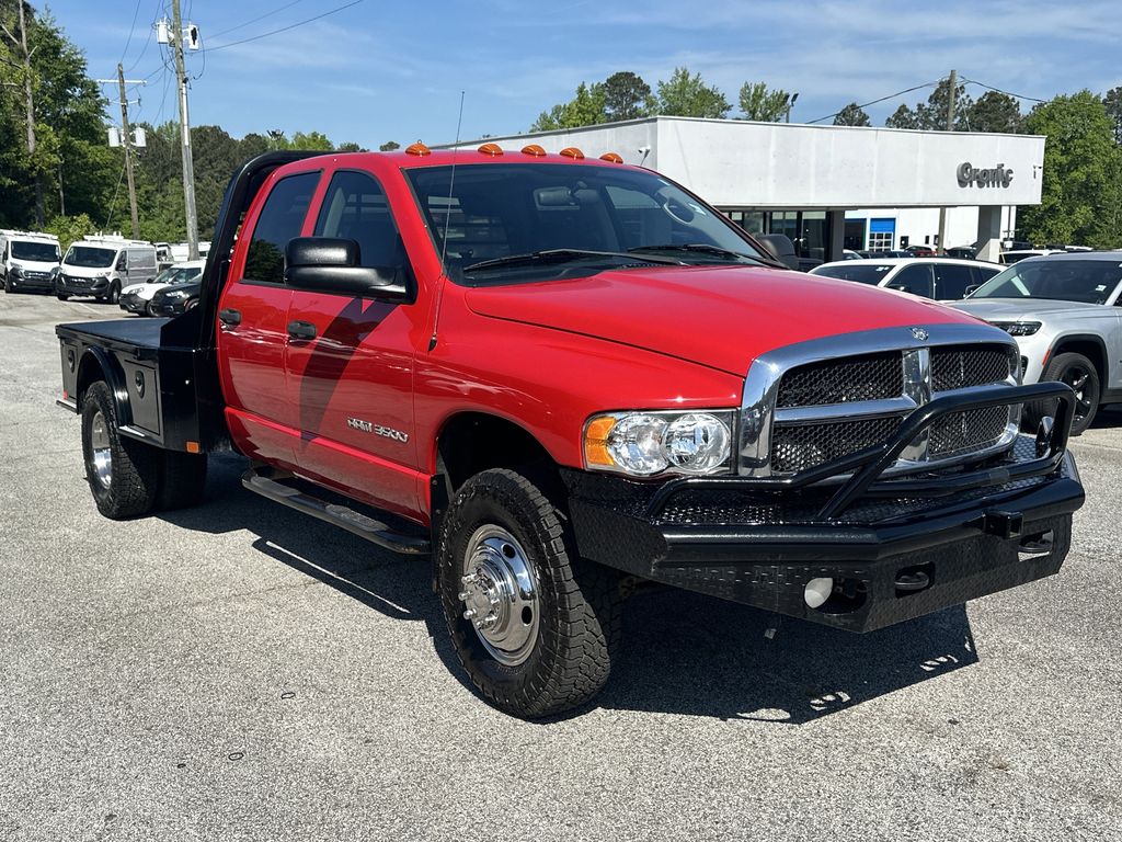 Red 2003 Dodge RAM 3500 SLT Quad Cab LB DRW 4WD Pickup Truck Four-Wheel Drive 5-Speed Manual