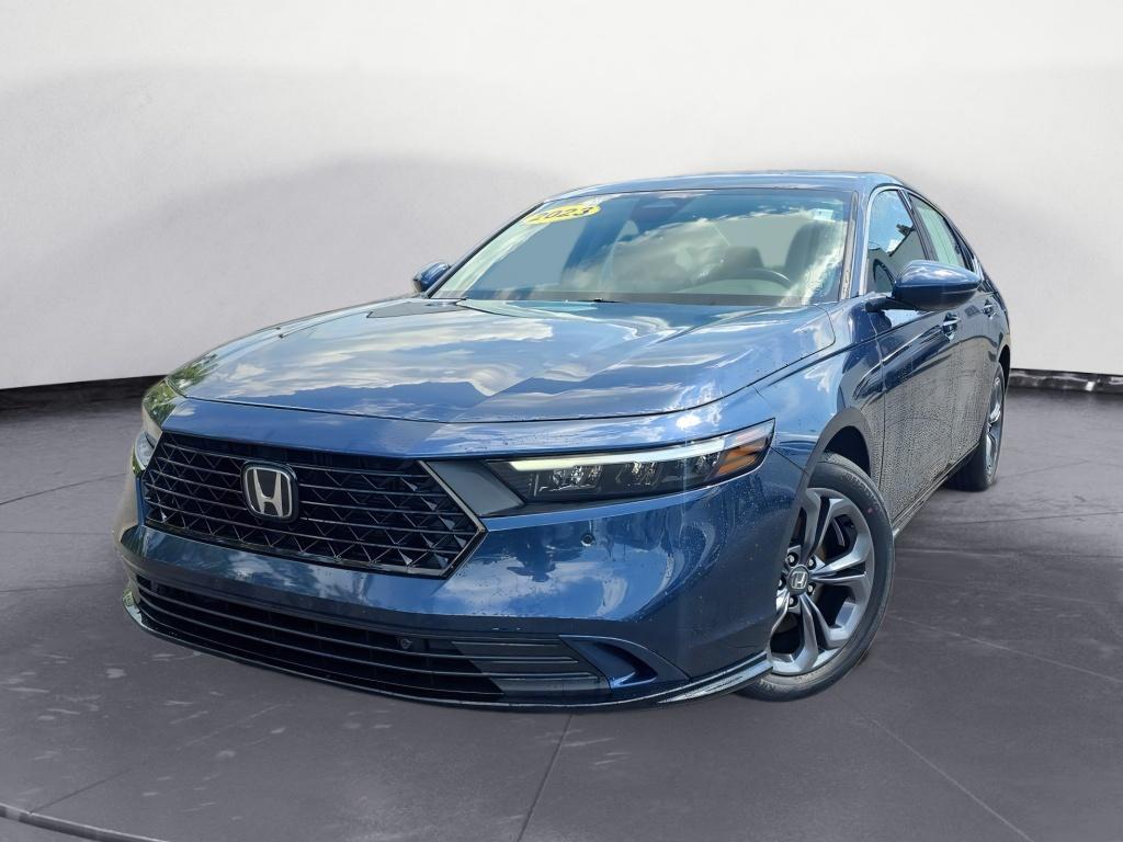 Canyon River Blue Metallic 2023 Honda Accord Hybrid Sedan Front-Wheel Drive Continuously Variable Transmission