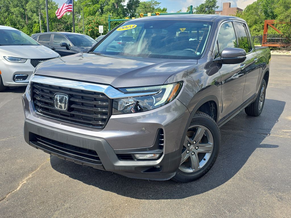 Gray (Modern Steel Metallic) 2023 Honda Ridgeline Pickup Truck All-Wheel Drive 9-Speed Automatic
