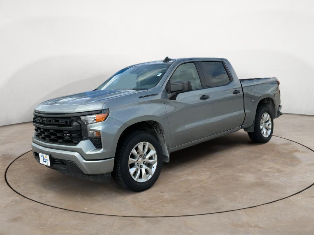 Sterling Gray Metallic 2023 Chevrolet Silverado 1500 Custom Crew Cab 4WD Pickup Truck Four-Wheel Drive 8-Speed Automatic
