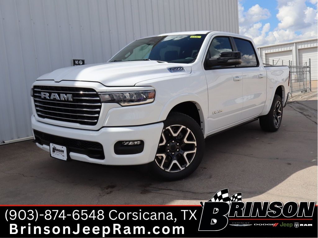 Bright White Clearcoat 2026 RAM 1500 Laramie Crew Cab 4WD Pickup Truck Four-Wheel Drive 8-Speed Automatic