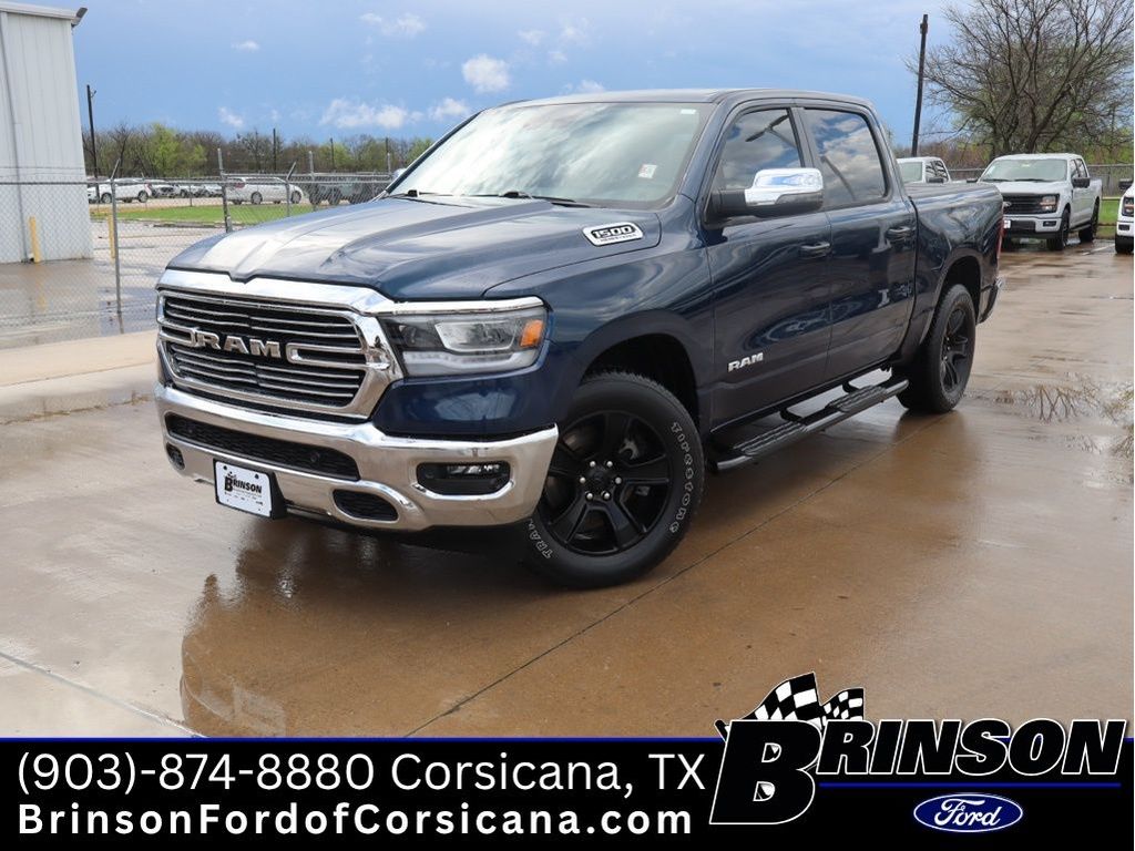 Patriot Blue Pearlcoat 2023 RAM 1500 Laramie Crew Cab 4WD Pickup Truck Four-Wheel Drive 8-Speed Automatic
