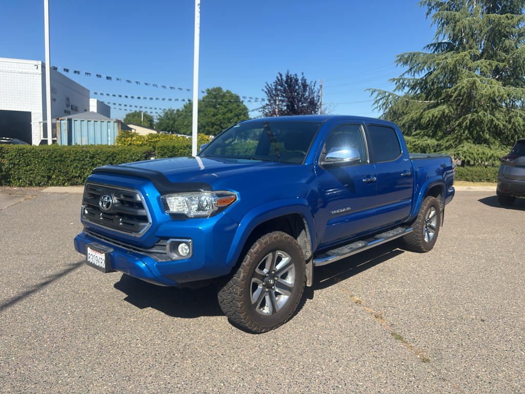 Blazing Blue Pearl 2017 Toyota Tacoma Limited V6 Double Cab 4WD Pickup Truck Four-Wheel Drive 6-Speed Automatic