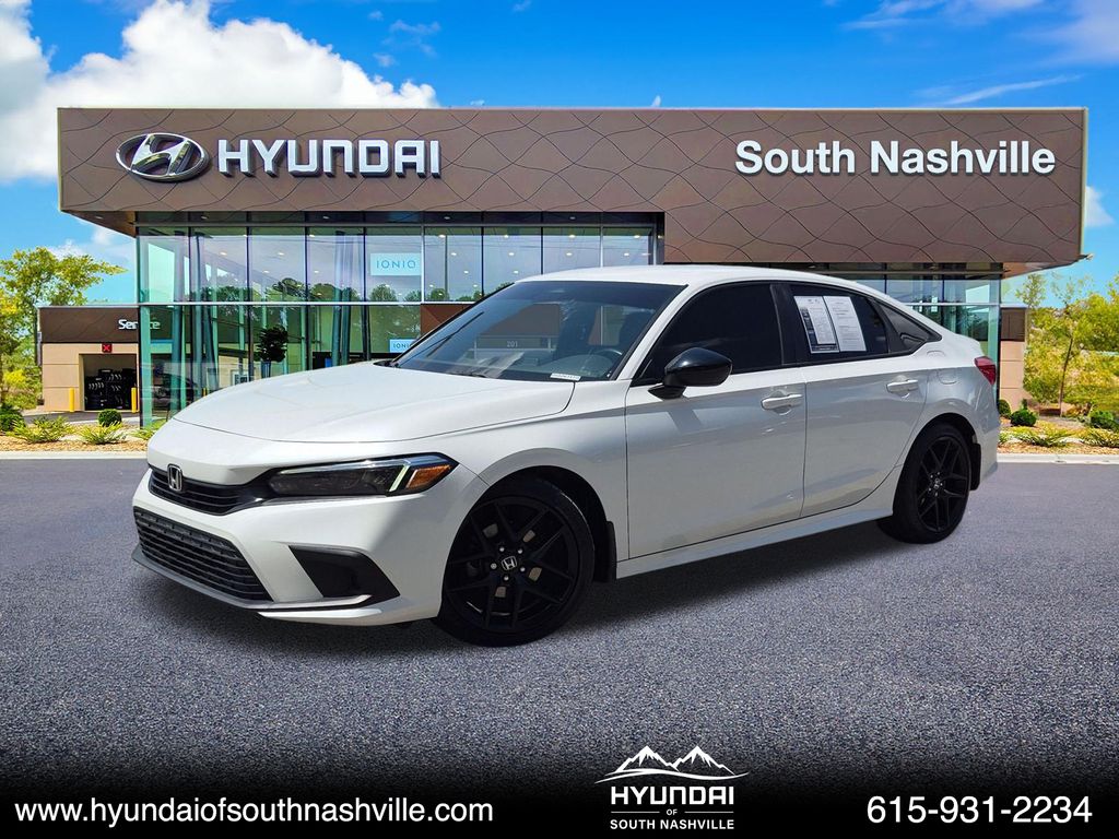 Platinum White Pearl 2023 Honda Civic Sedan Front-Wheel Drive Continuously Variable Transmission