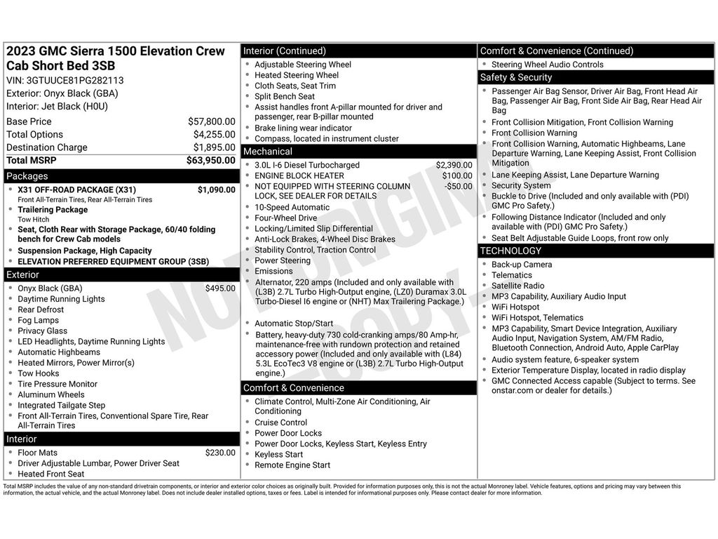 Onyx Black 2023 GMC Sierra 1500 Pickup Truck Four-Wheel Drive Automatic