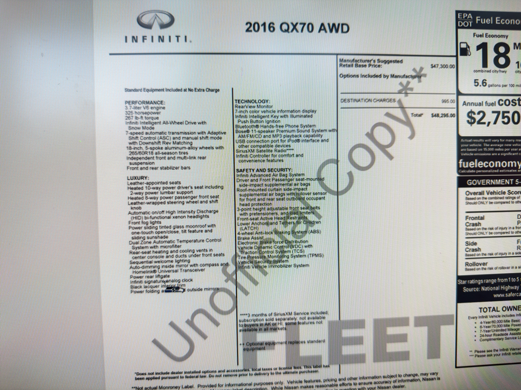 2016 INFINITI QX70