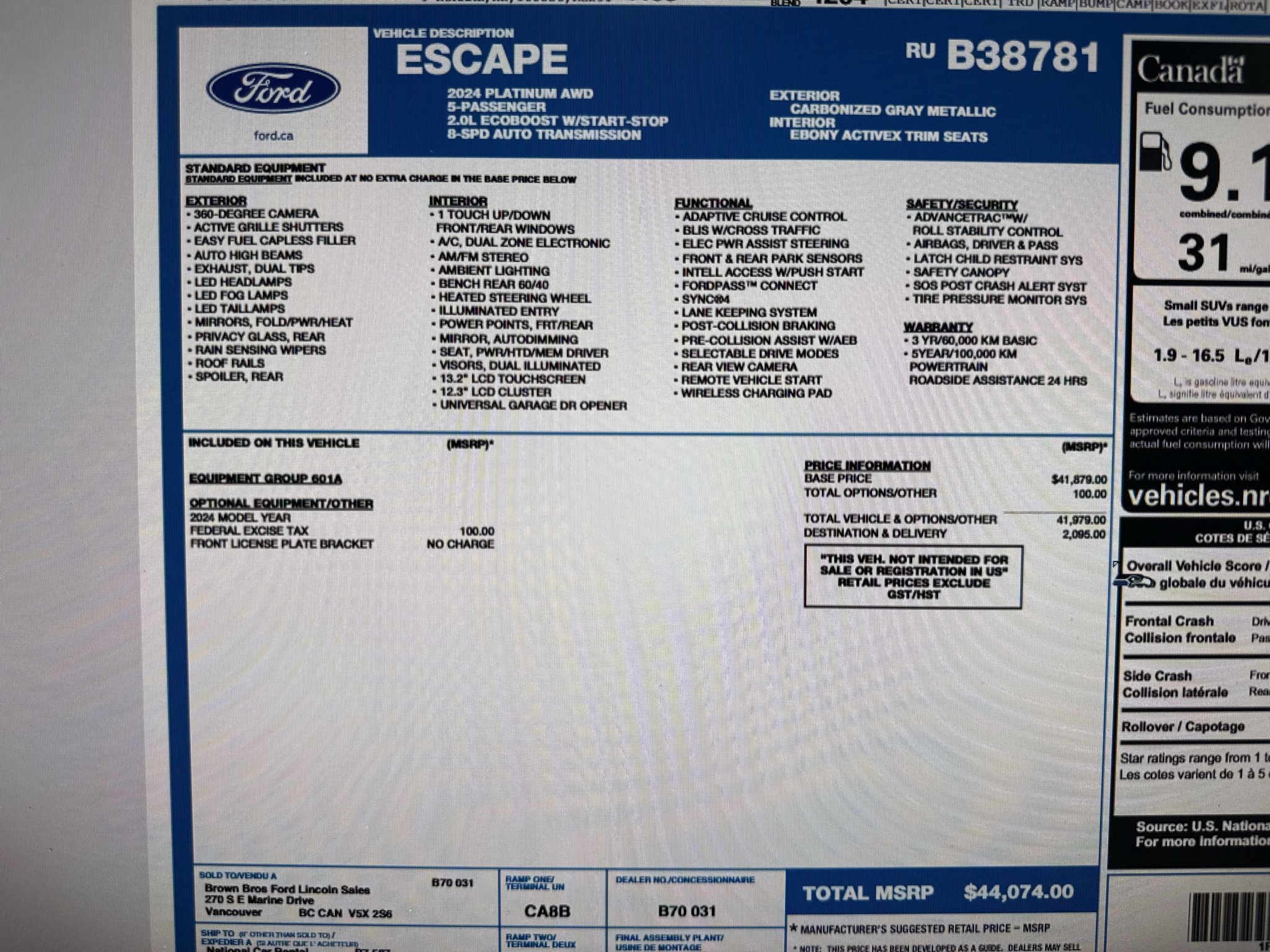 2024 Ford Escape Platinum