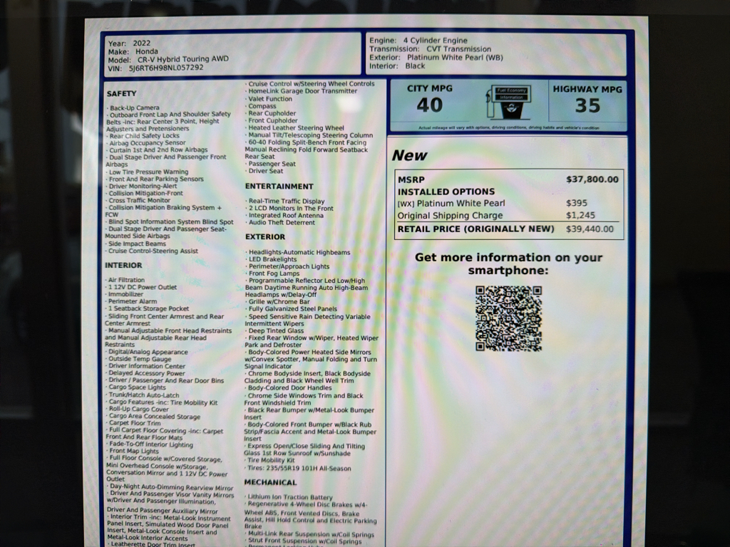 2022 Honda CR-V Hybrid Hybrid Touring