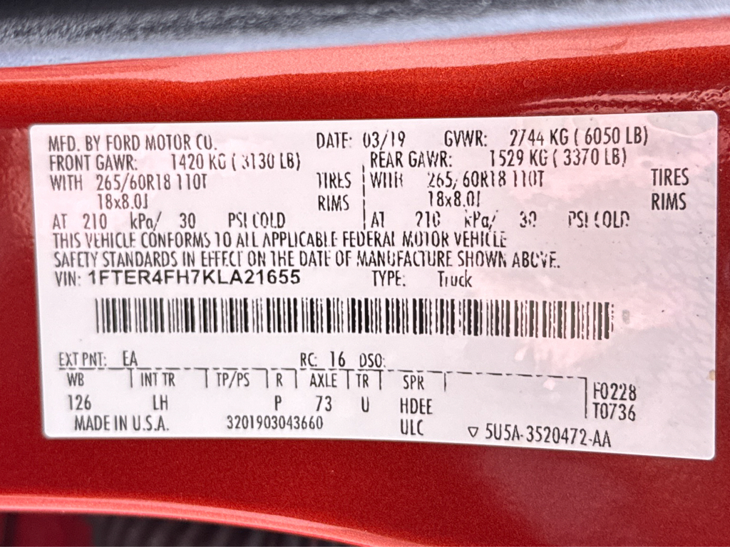 Used 2019 Hot Pepper Red Metallic Tinted Clearcoat Ford XLT image 29