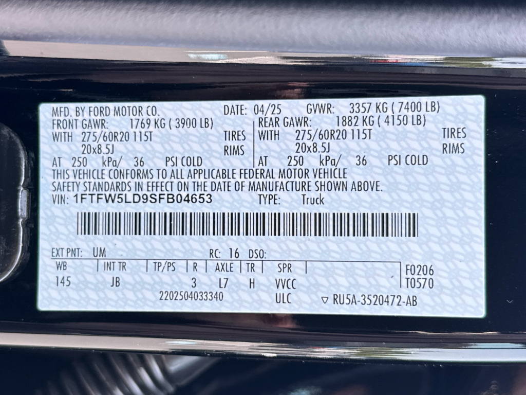 New 2025 Agate Black Metallic Ford Lariat image 34