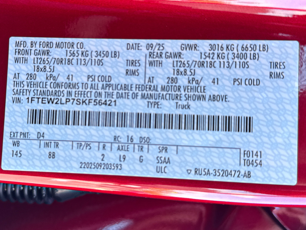 New 2025 Rapid Red Metallic Tinted Clearcoat Ford STX image 27