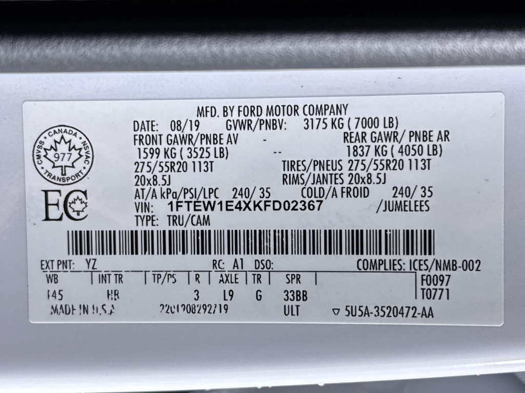 Used 2019 Oxford White Ford LARIAT image 31