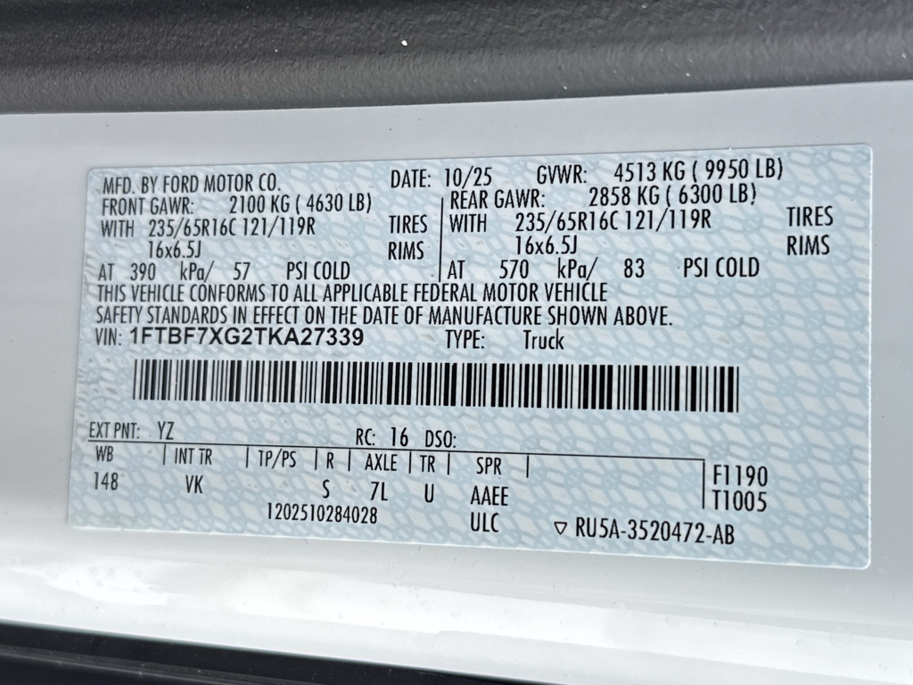 New 2026 Oxford White Ford Base w/9,950 lb. GVWR image 34