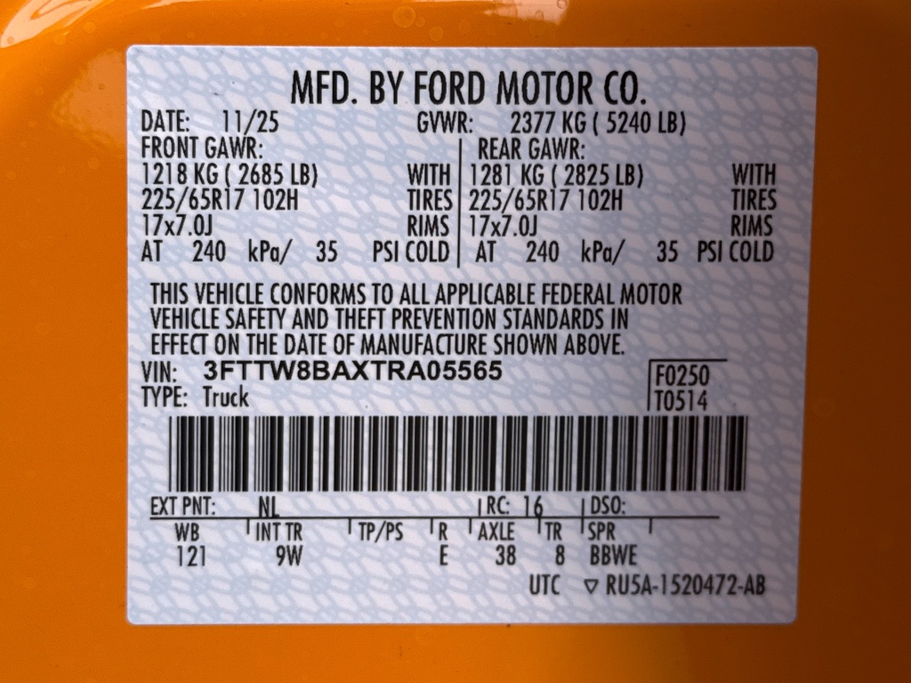 New 2026 Orange Fury Metallic Tri-coat Ford XL image 29